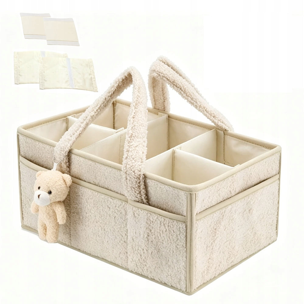 Baby Diaper Organizer with Handle, Portable Diaper Basket