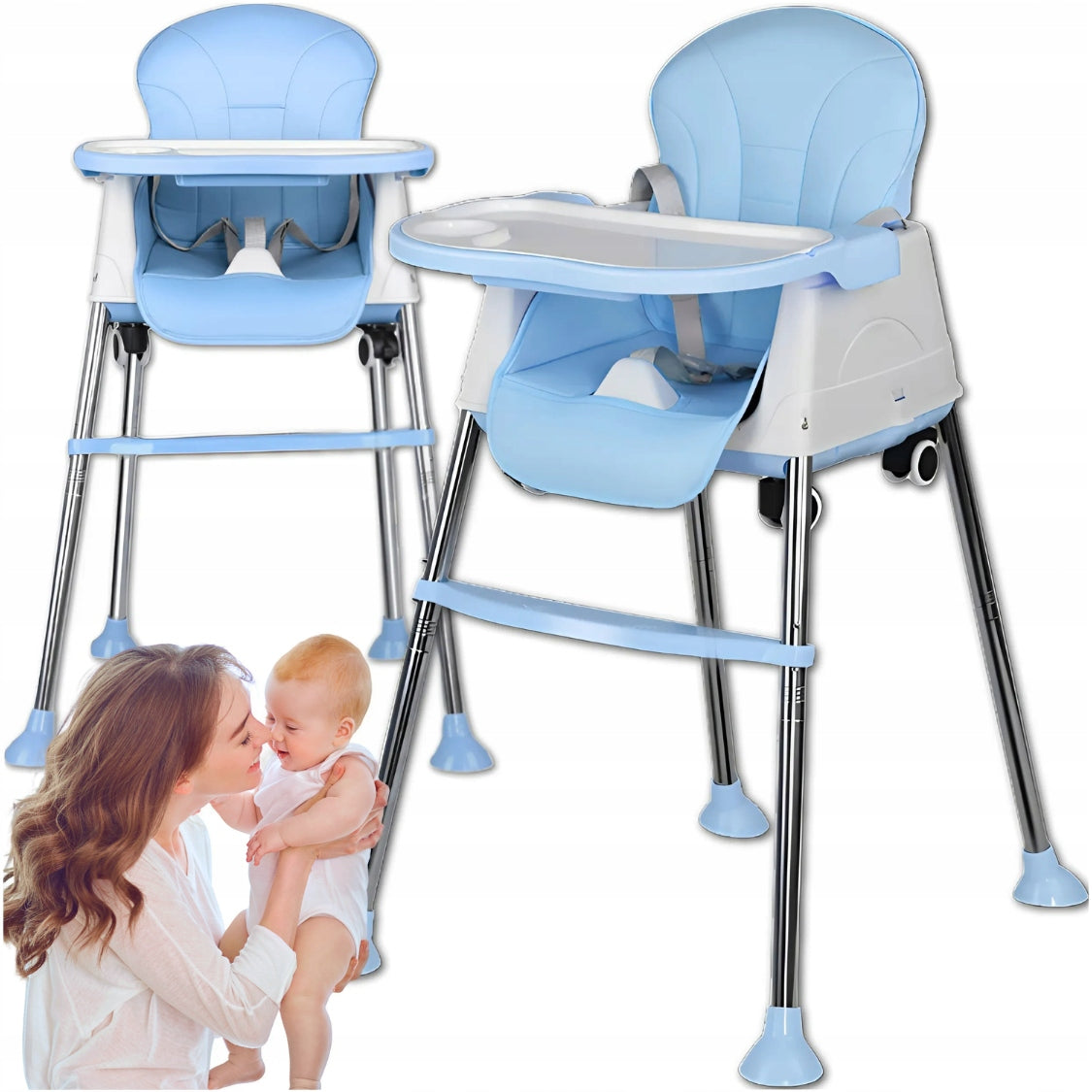 Baby Feeding Chair 3in1 Tray Seat Adjustable Blue Brand no brand