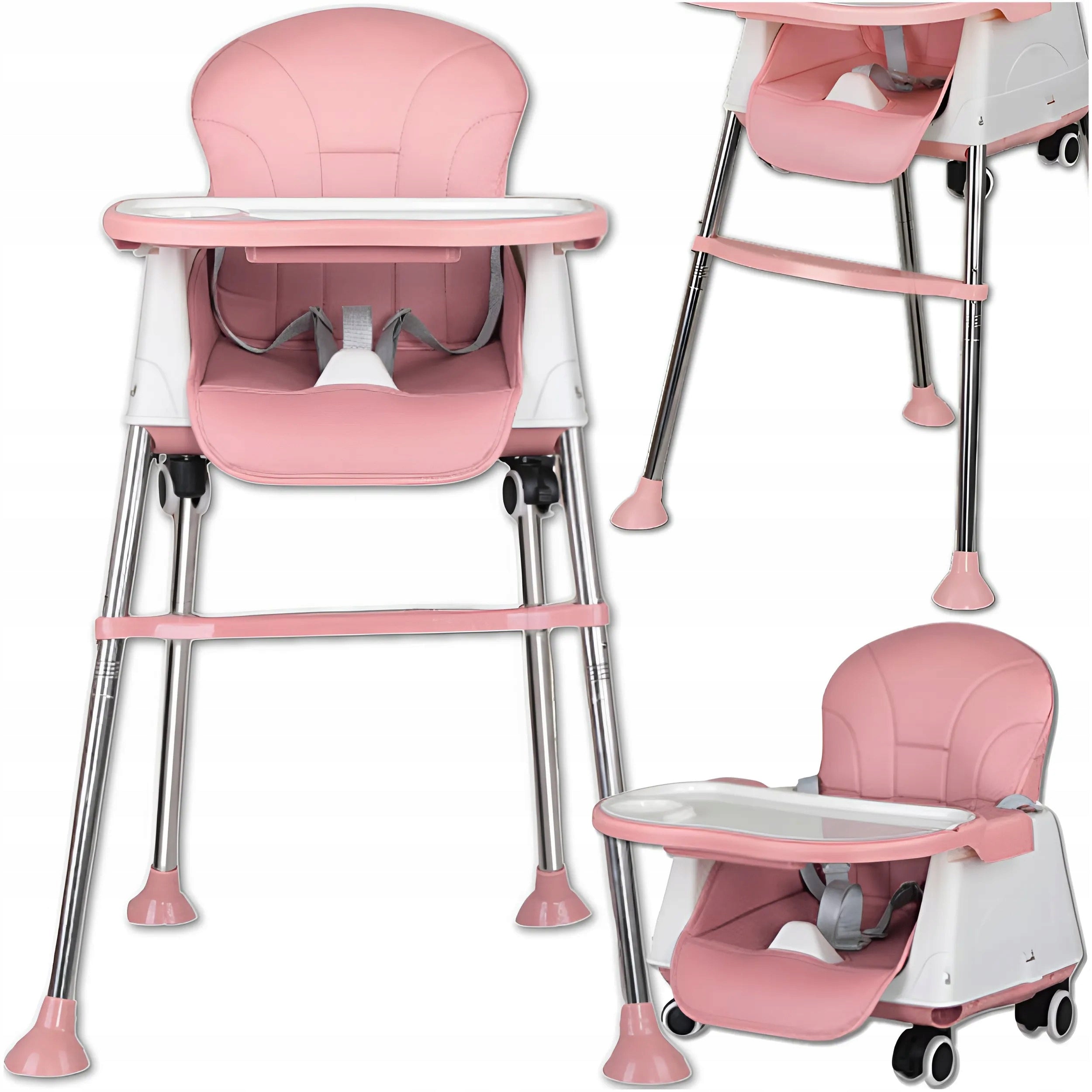 Baby Feeding Chair 3in1 Tray Seat Adjustable Pink