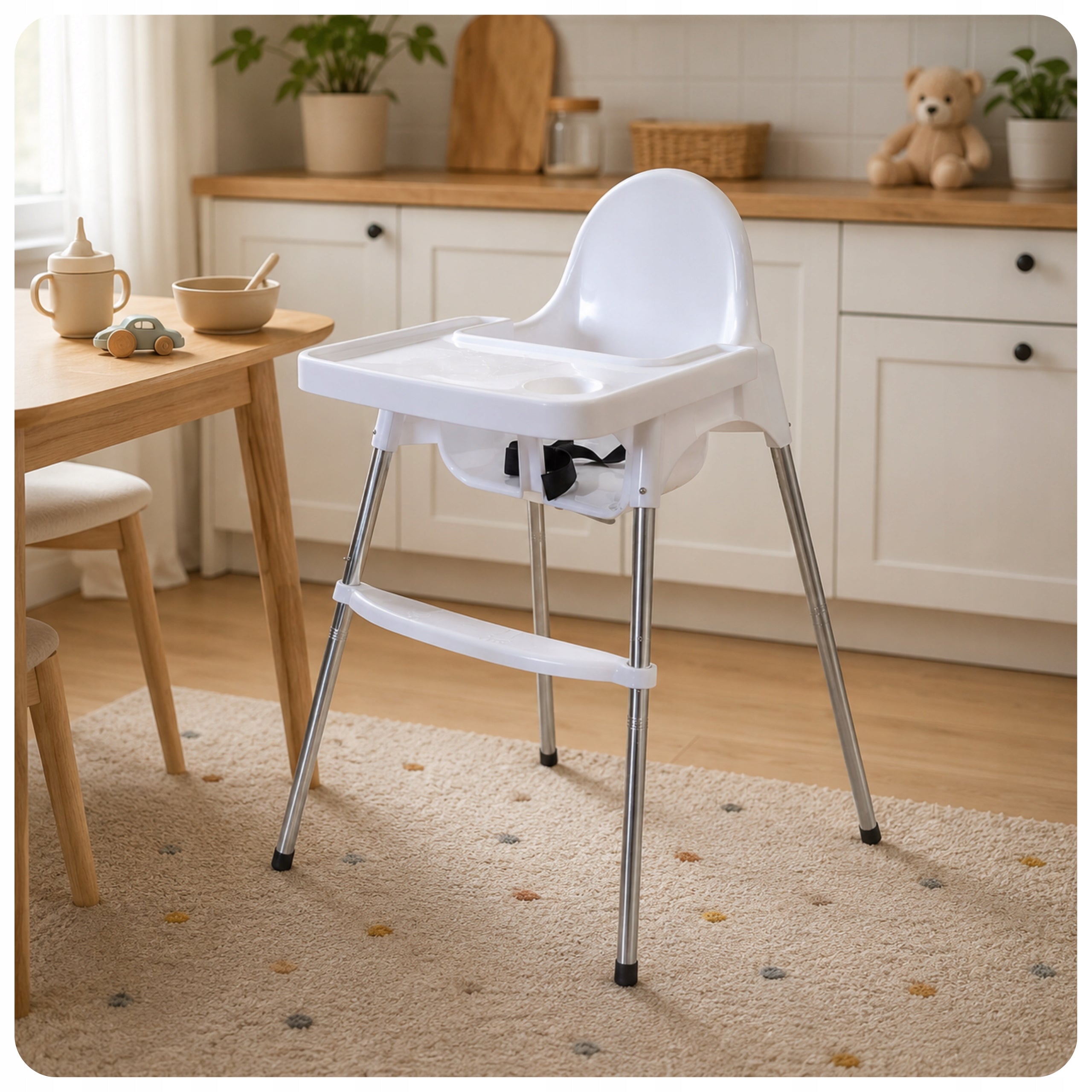 Baby Feeding Chair White Adjustable 2 Heights Max. 15 kg Brand no brand