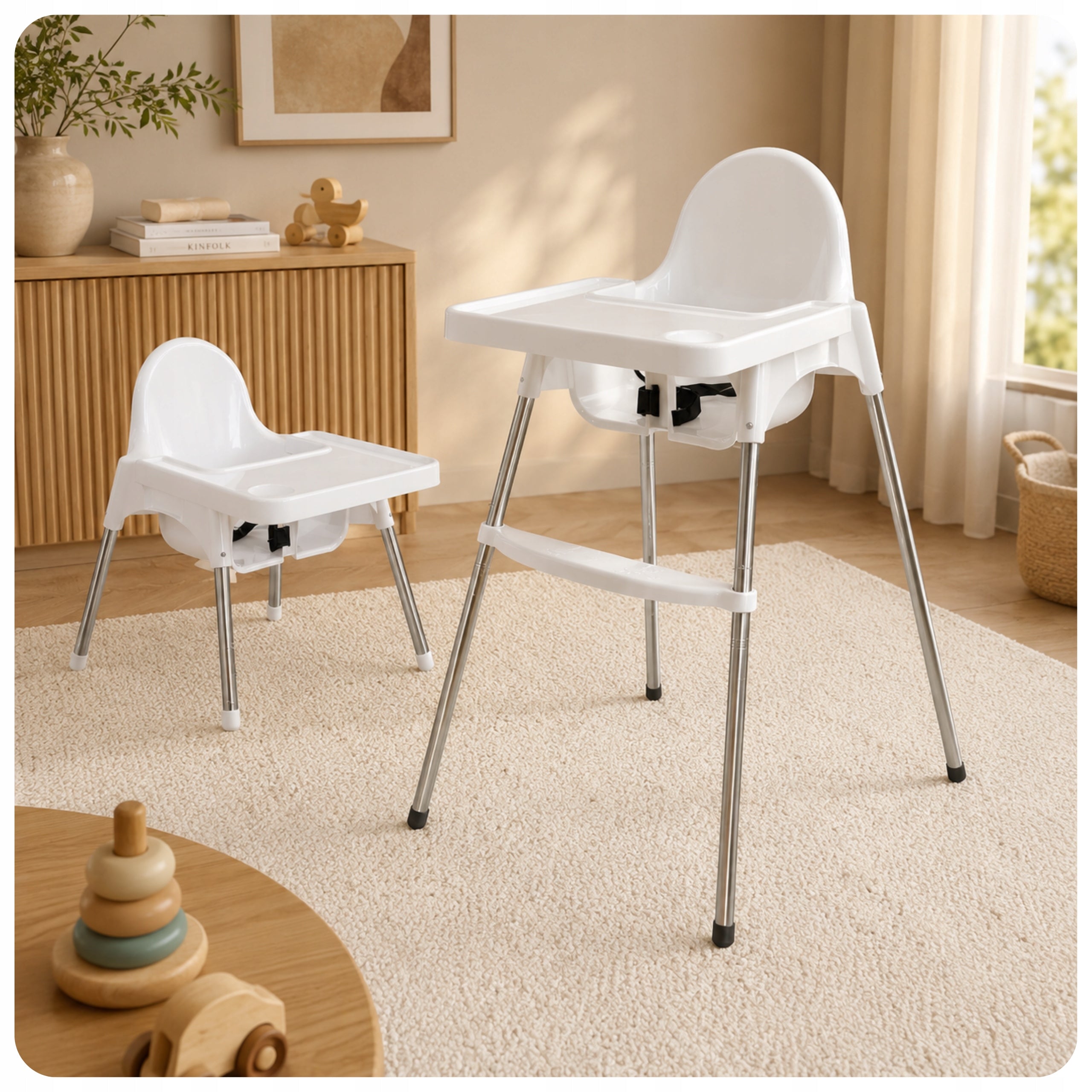 Baby Feeding Chair White Adjustable 2 Heights Max. 15 kg Color white