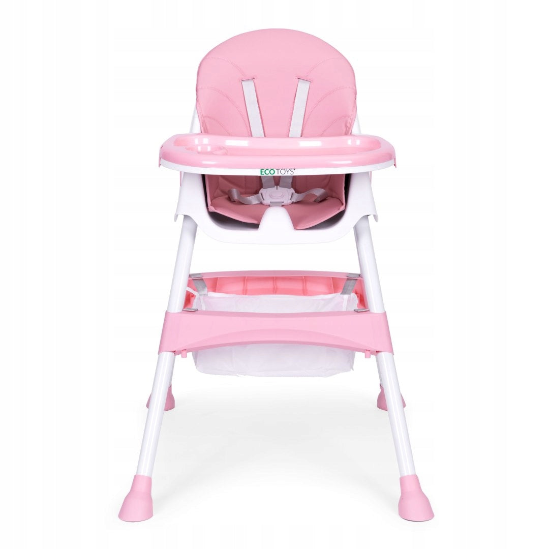 Baby Feeding Seat with Tray and Basket, 5-Point Belts Pink Packaging status original