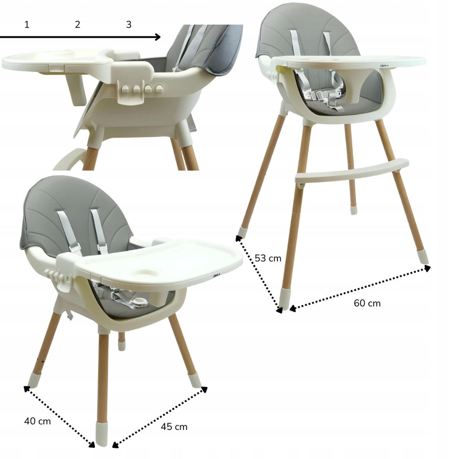 Baby Footrest Feeding Chair Adjustable 3in1 Tray Pillow Brand Merkan
