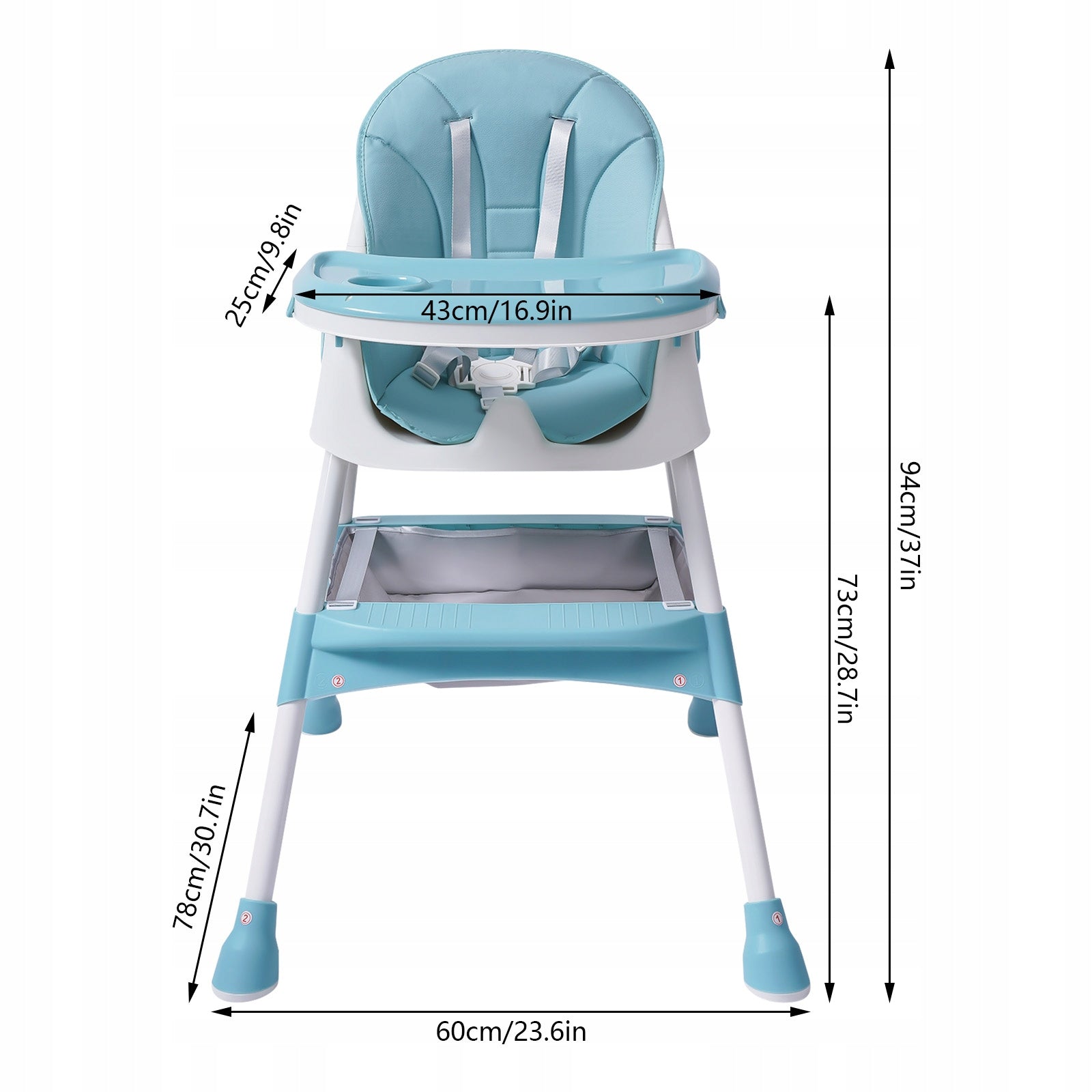 Baby High Chair,2-in-1 Green High Chair for Babies with Footrest 78*60*94cm Brand no brand
