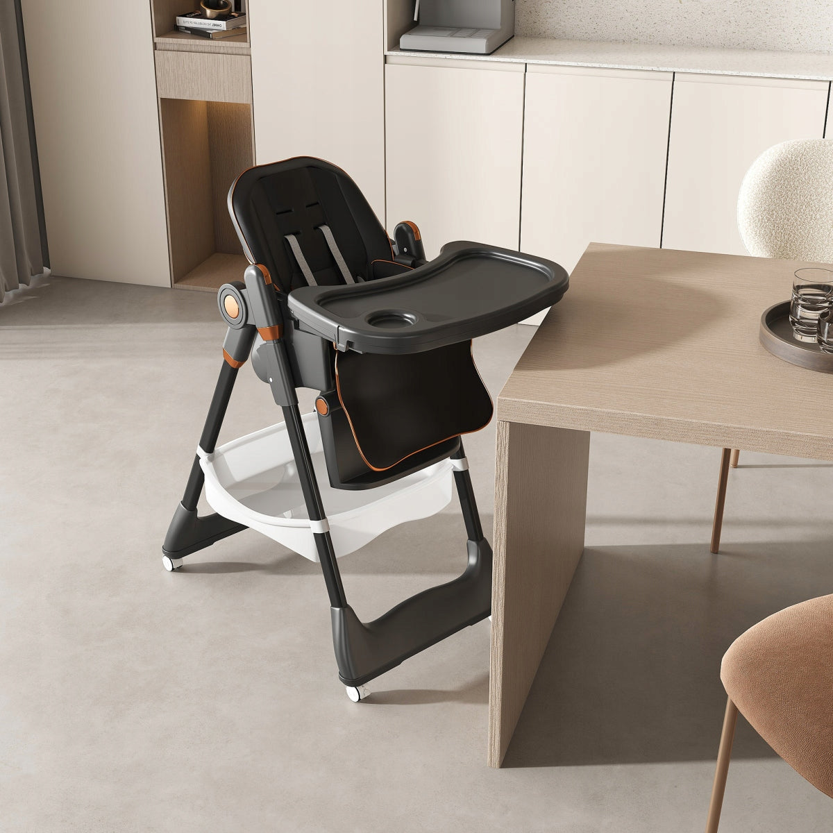 Baby Highchair 0-6 Years Black Adjustable