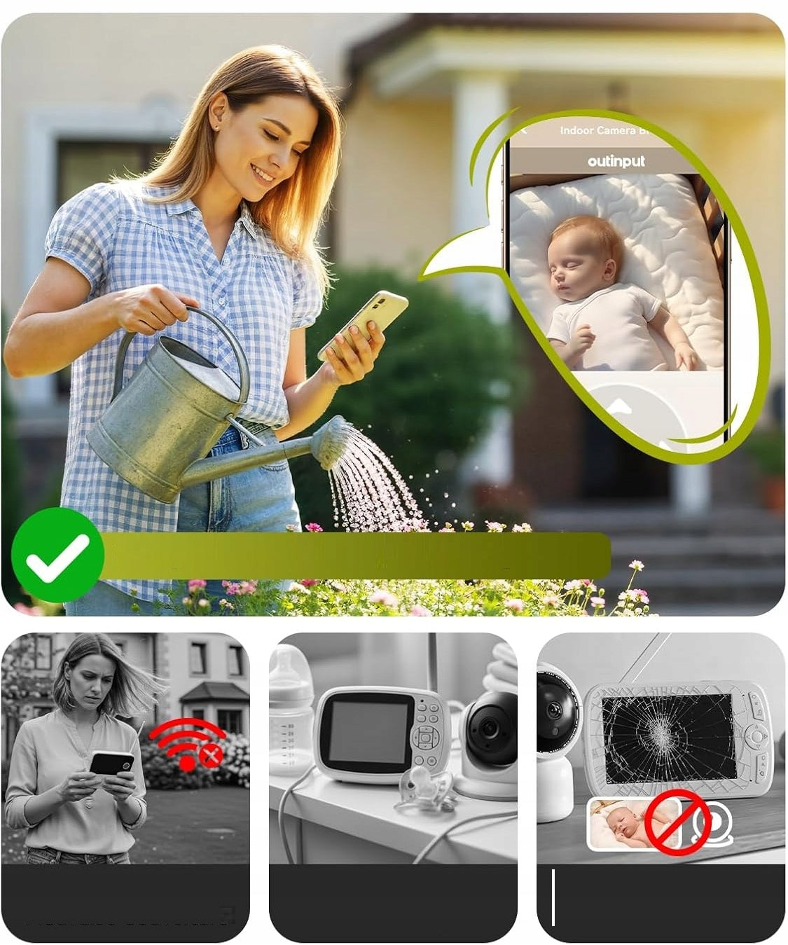 Baby Monitor 2K 360 WiFi AI Camera Night Vision App OutInPut BM400 Manufacturer code Out-Input BM 400 Kamera Wewnętrzna Niania HD