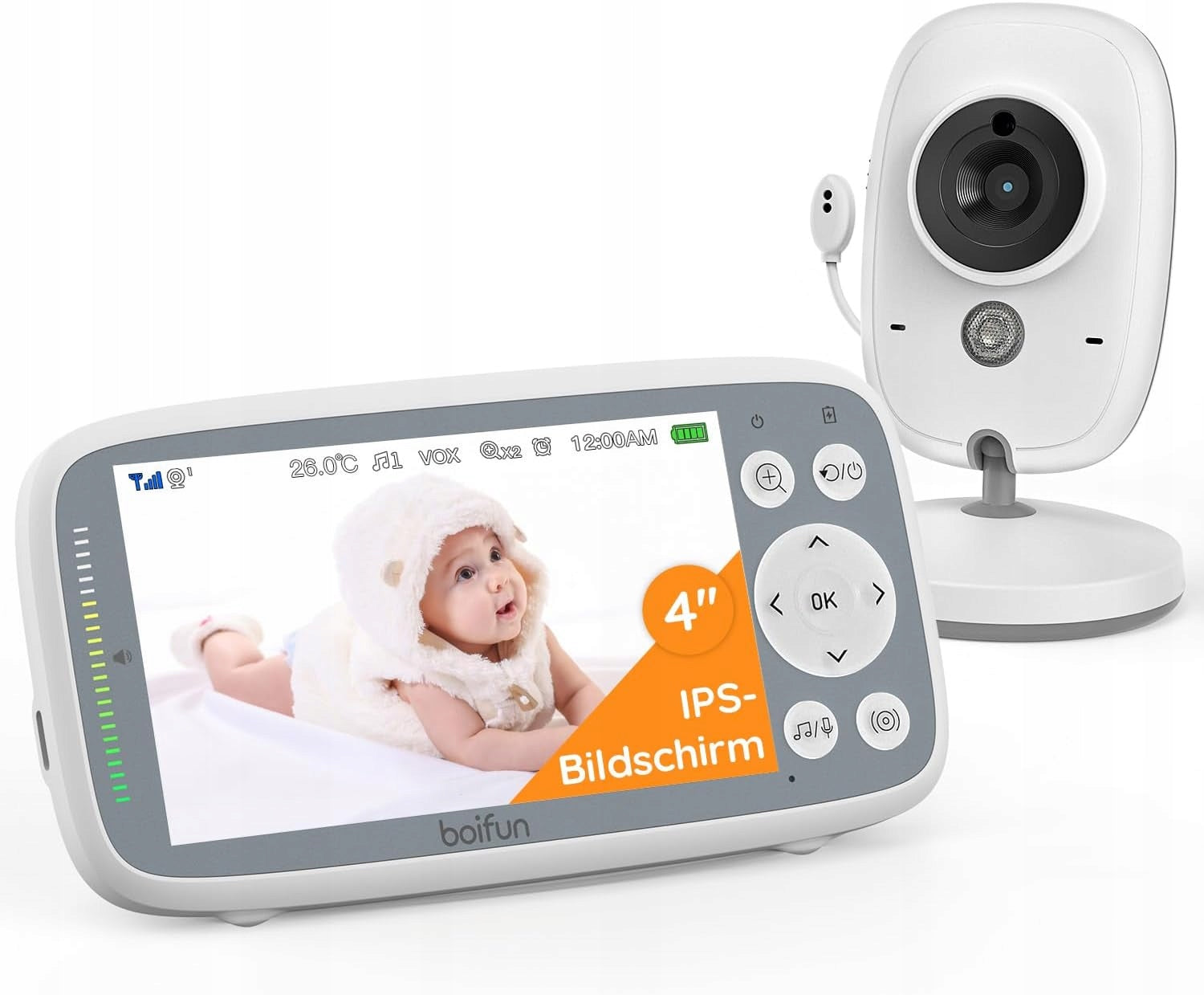 Baby Monitor 4 Inch IPS Two Way Audio VOX For Infants
