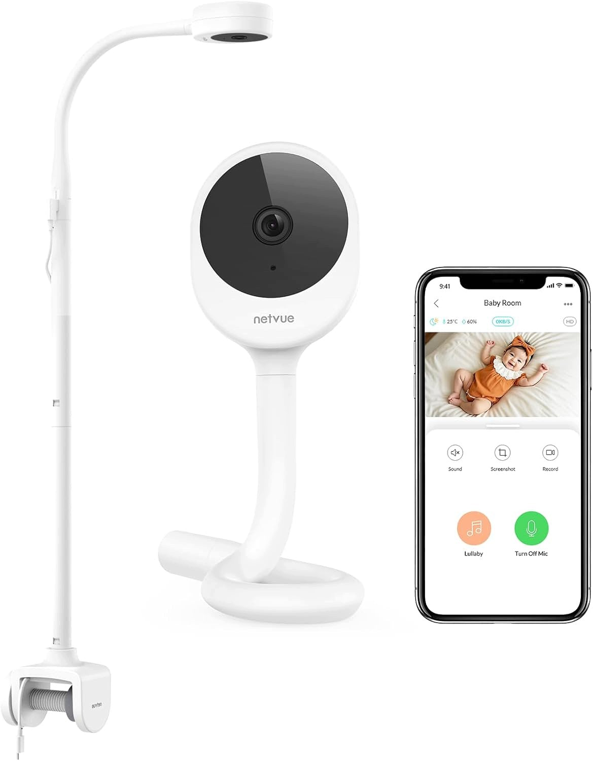 Baby Monitor Camera with 1080p Handle Motion Detection QV