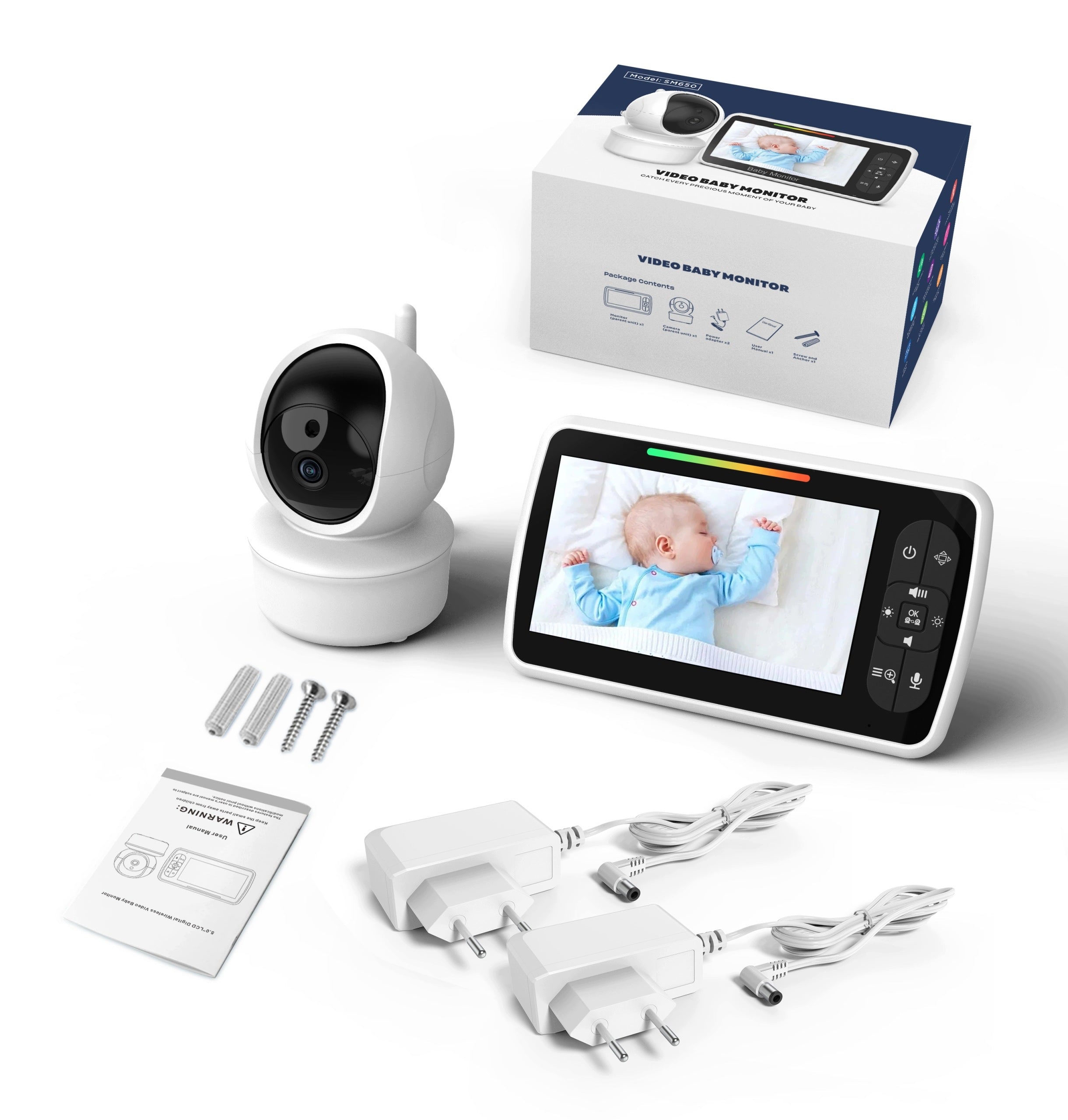 Baby Monitor Display 5" Two-Way Calls, Temp Sensor