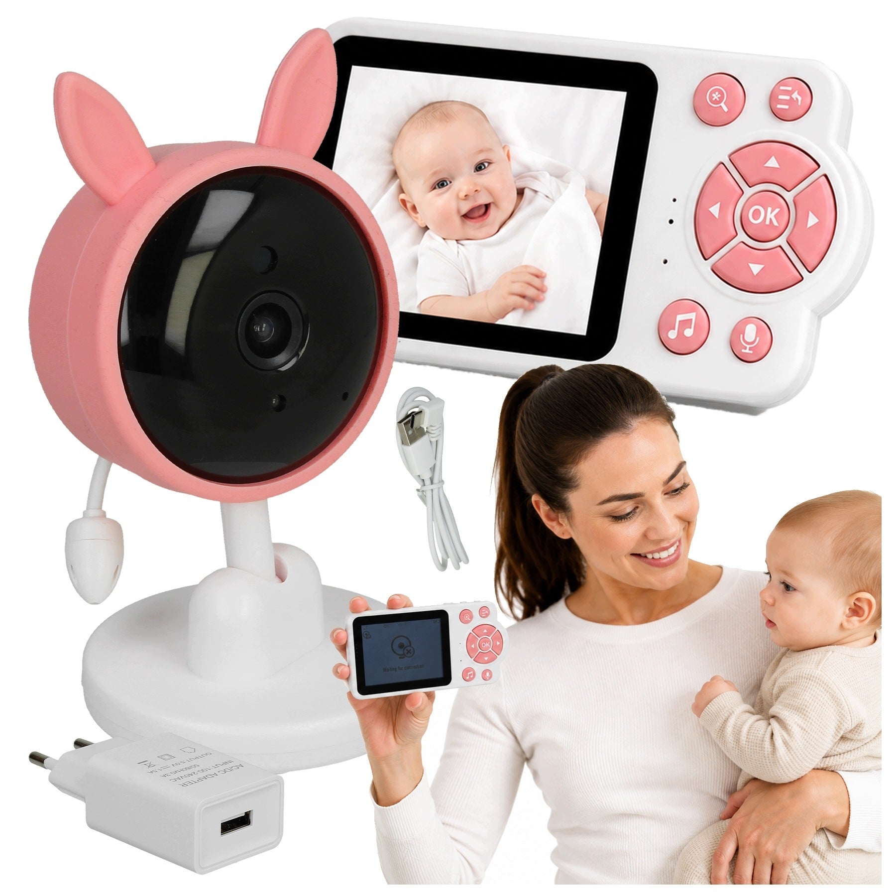 Baby Monitor Live Camera IR LED LCD 2,8" Lullabies Microphone 50m