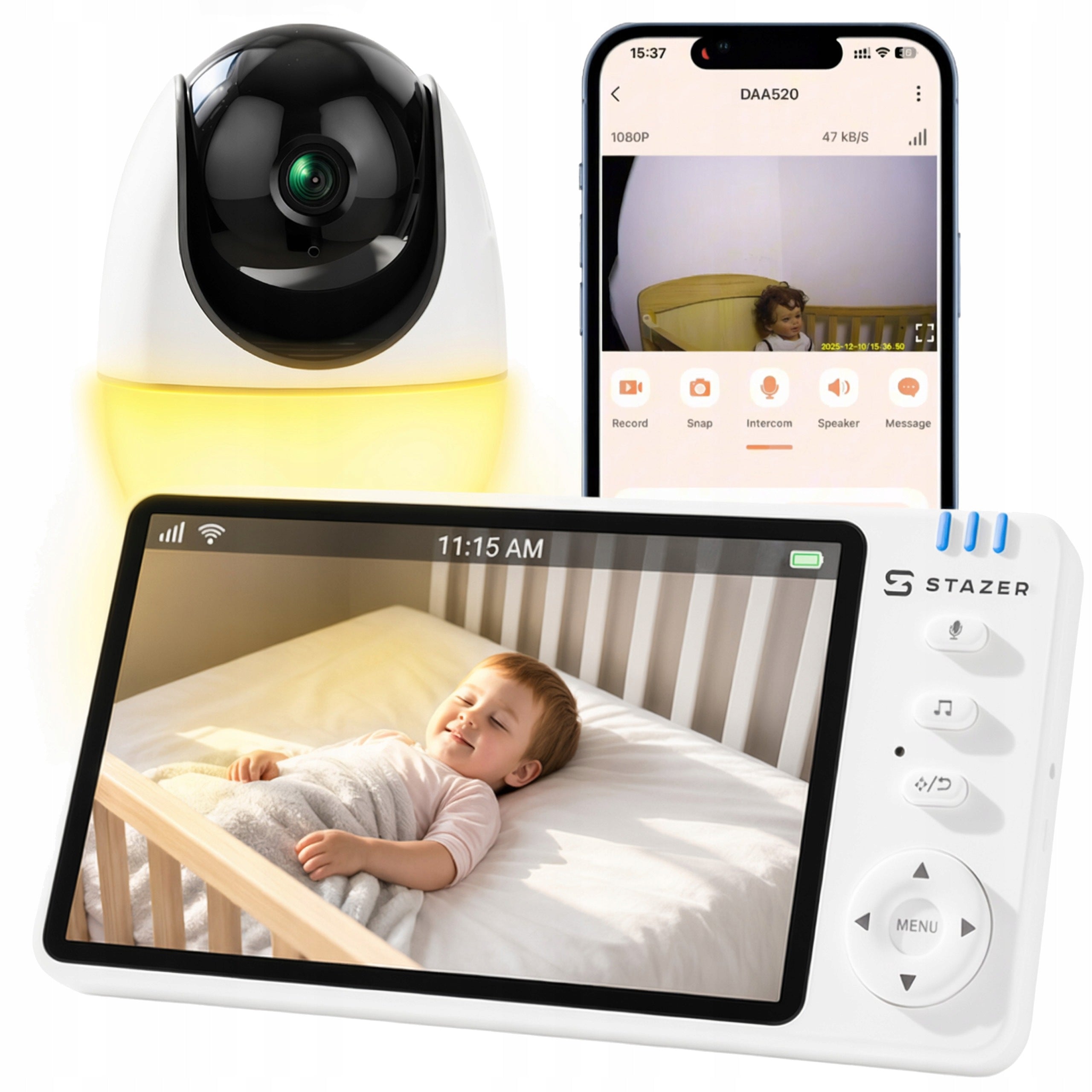 Baby Monitor Smart Live Camera App 2in1 IPS HD 5" Thermometer