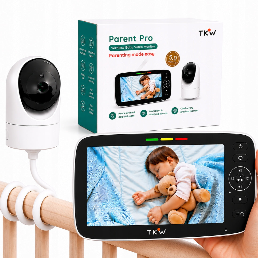 Baby Monitor with Camera 5"HD 20h VOX Rotation 355°Night Vision Long Range
