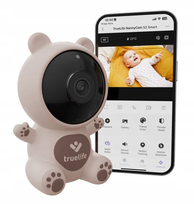 Baby Monitor with Live Camera Bear Night Vision FullHD + Holder