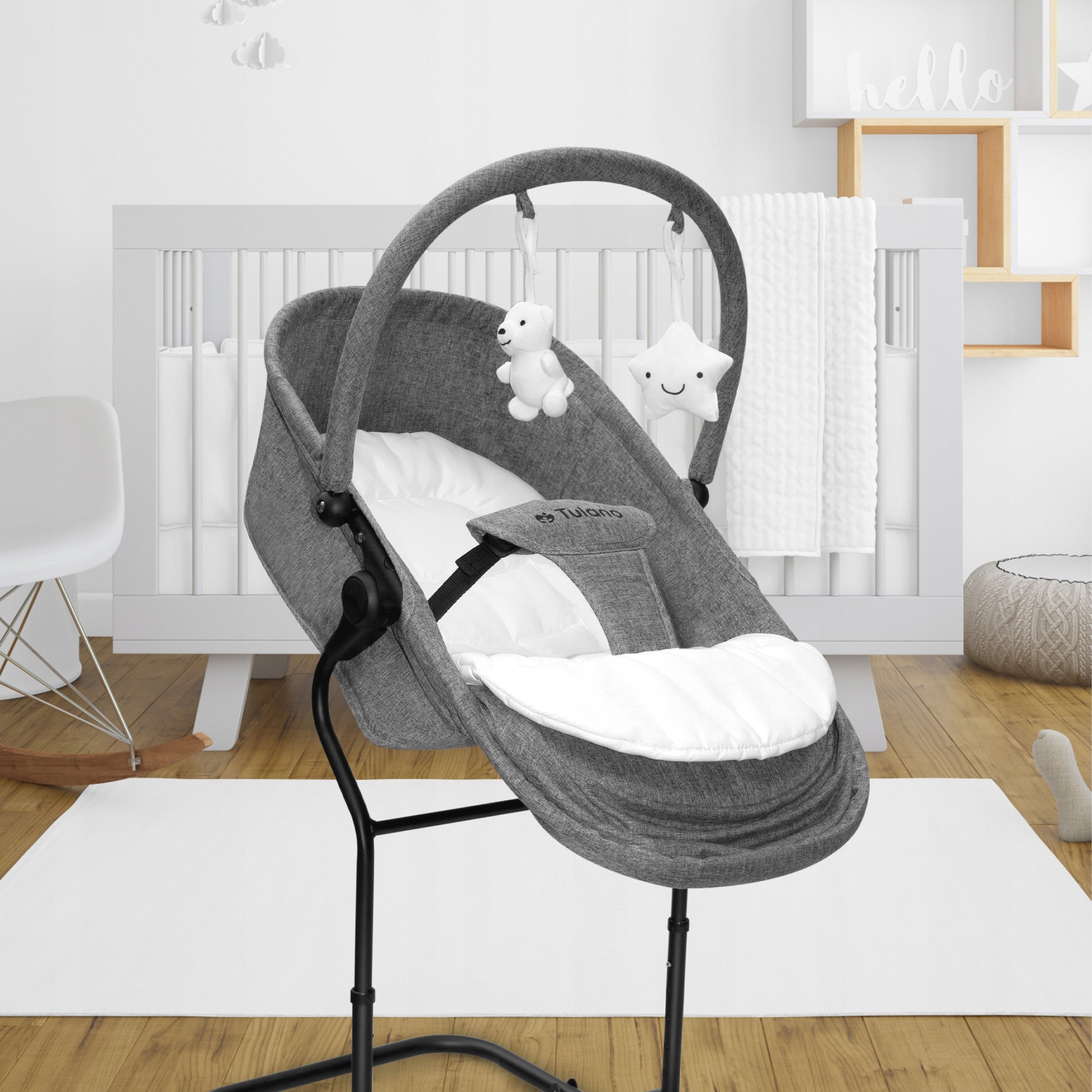 Baby Rocker Lounger TULANO Grey Educational Adjustable Toys Brand TULANO