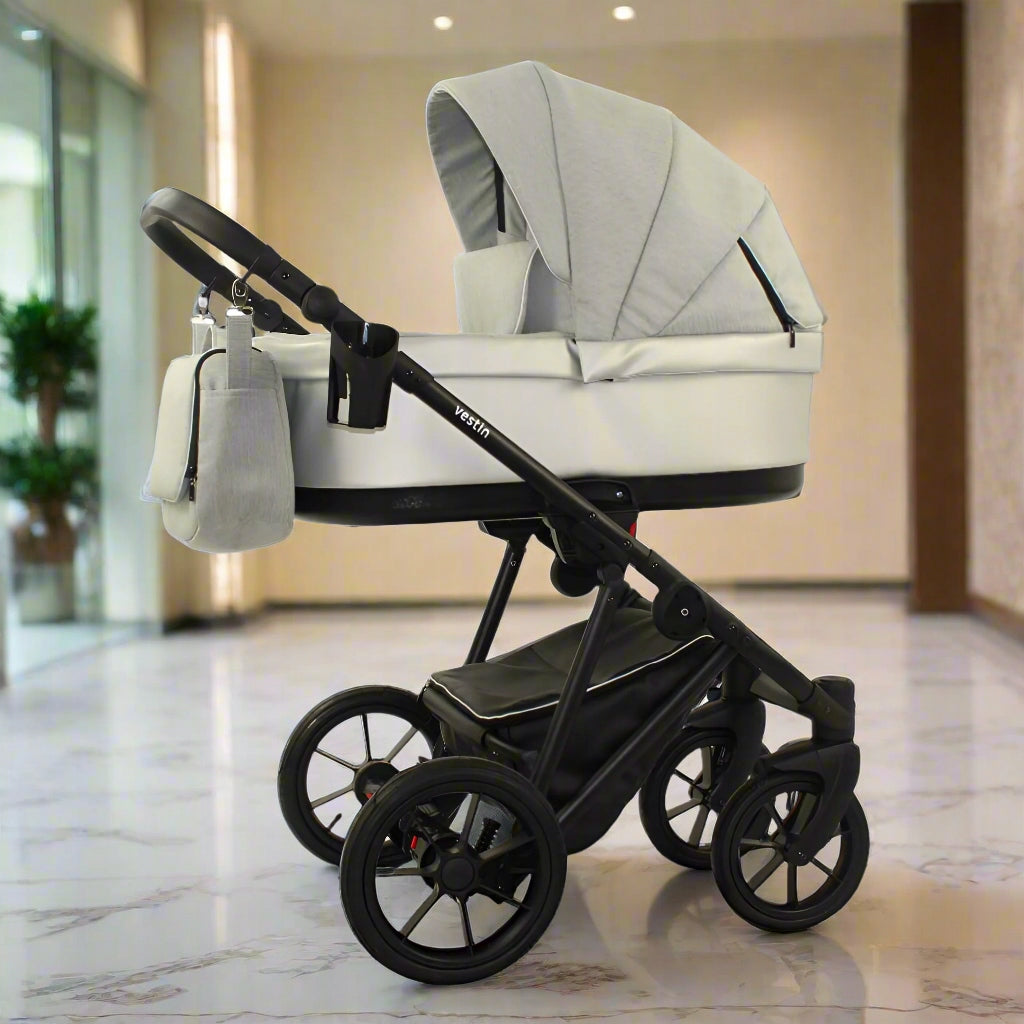 Baby Stroller 3in1 VESTIN Light Grey Exclusive| Cosmo Seat+Adapters Brand Bart-Plast