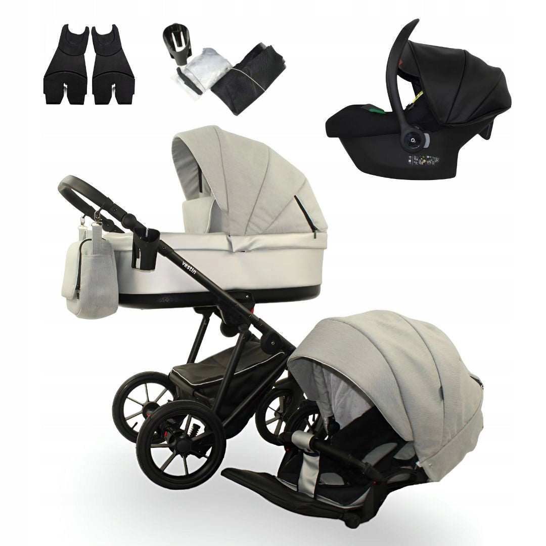 Baby Stroller 3in1 VESTIN Light Grey Exclusive| Cosmo Seat+Adapters