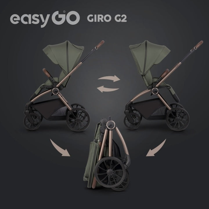 Baby Stroller EasyGo Giro G2 KHAKI Elegant Modern in 2 Sides GREEN Brand Easy Go