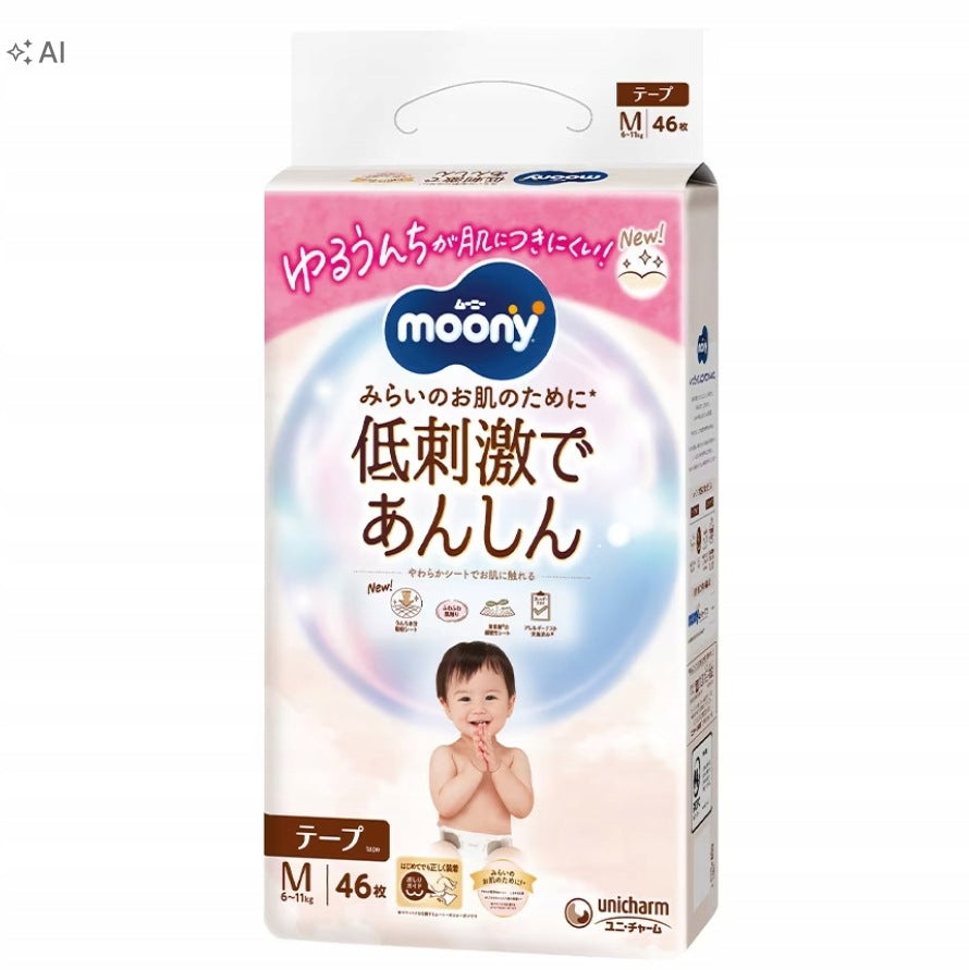 Baby diapers Moony Natural size M, 6-11 kg
