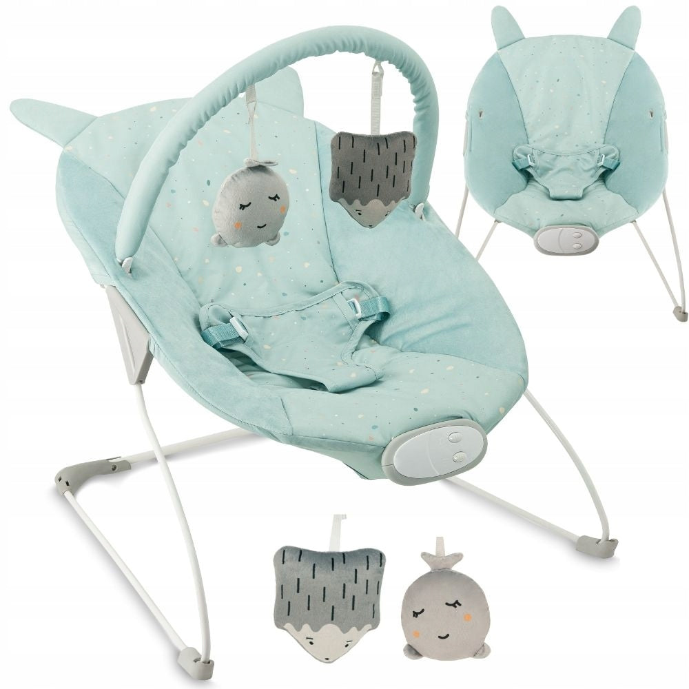 Baby lounger MoMi GLOSSY blue - melodies vibration toy