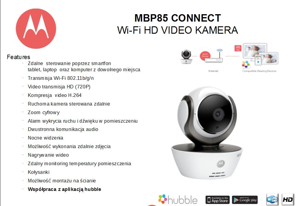 Baby monitor Motorola MBP85 Connect white Manufacturer code MBP85CONNECT