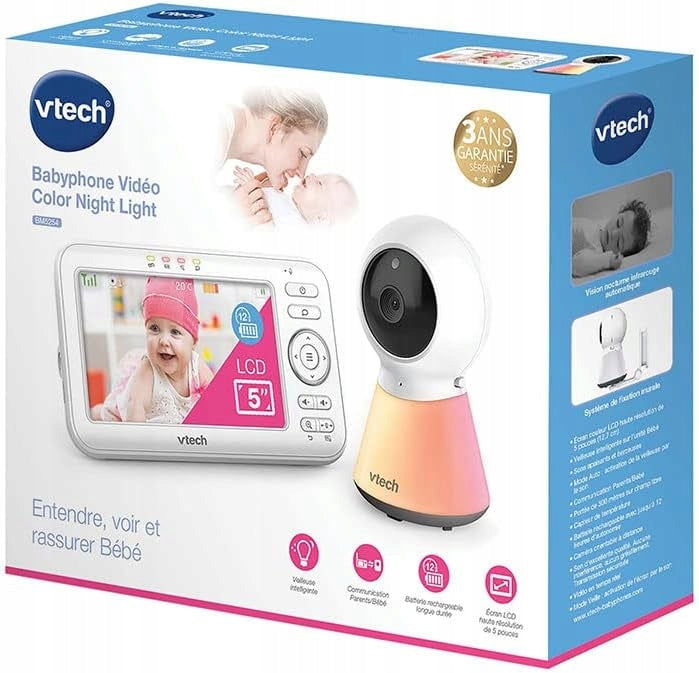 Baby monitor VTech BM5254 LCD 5 inches PTZ 2,4 GHz white Packaging status original