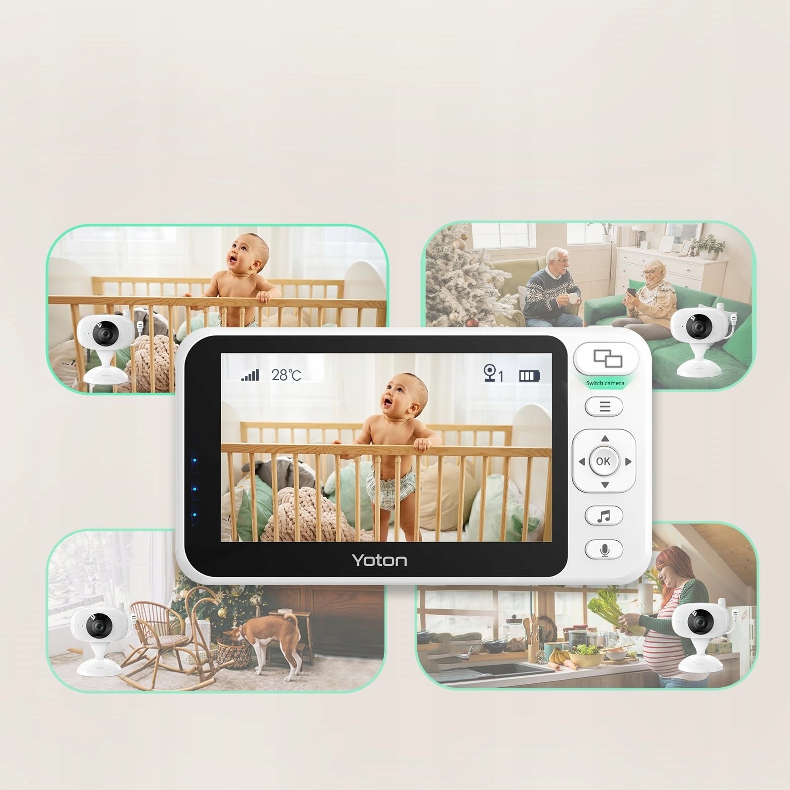 Baby monitor Yoton YB06 LCD 4.3 Temperature Night Vision VOX Mode Manufacturer code YB06-1E-DE