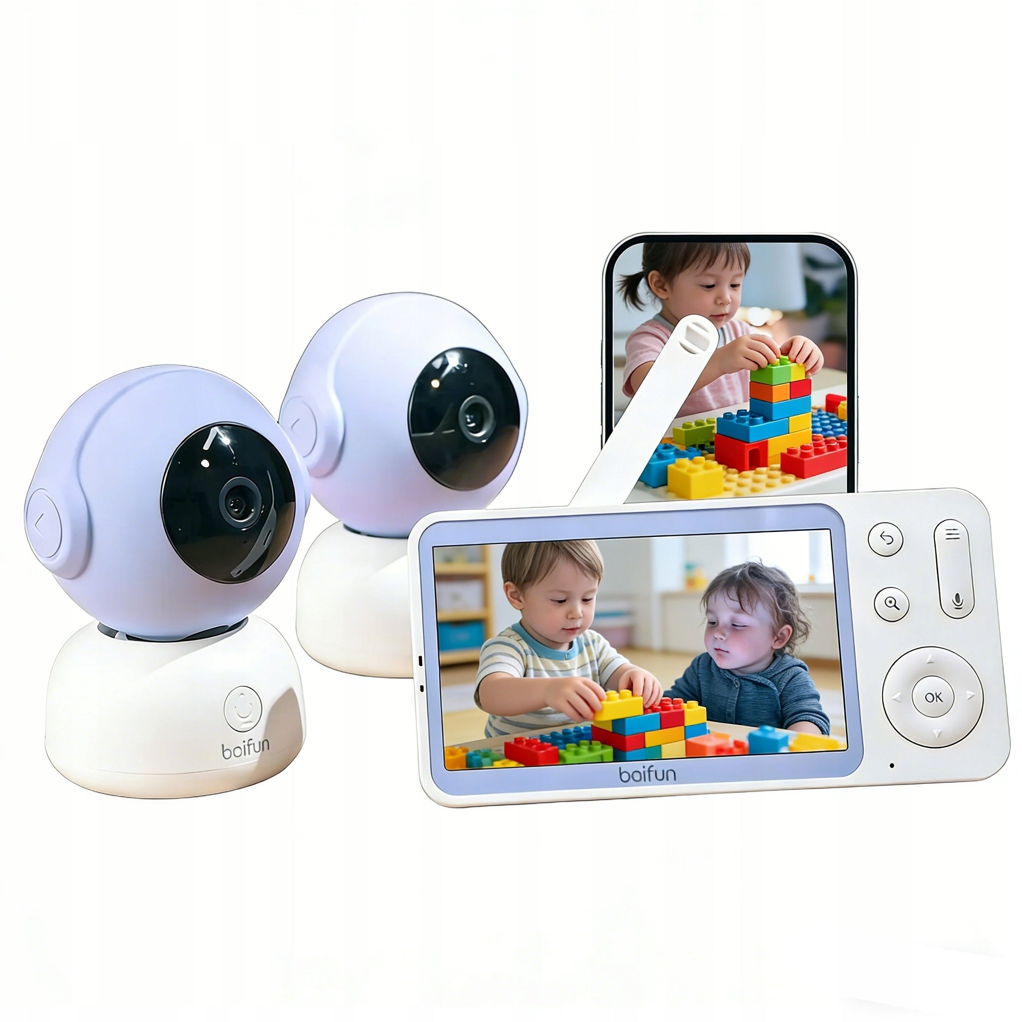 Baby monitor with 2 cameras and 2K 360° application control