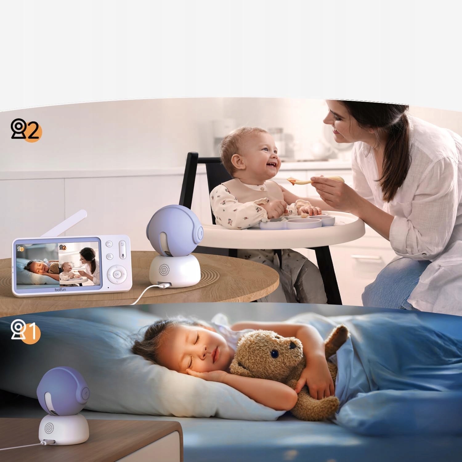 Baby monitor with 2K resolution tilt and zoom rotation function Brand Boifun