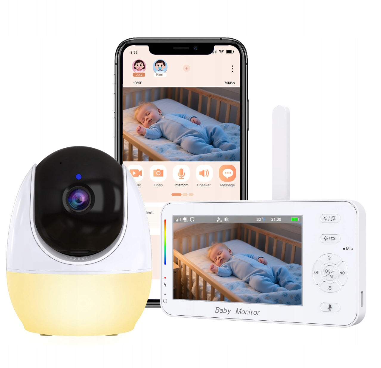 Baby monitor with camera 1080P WiFi app for monitoring