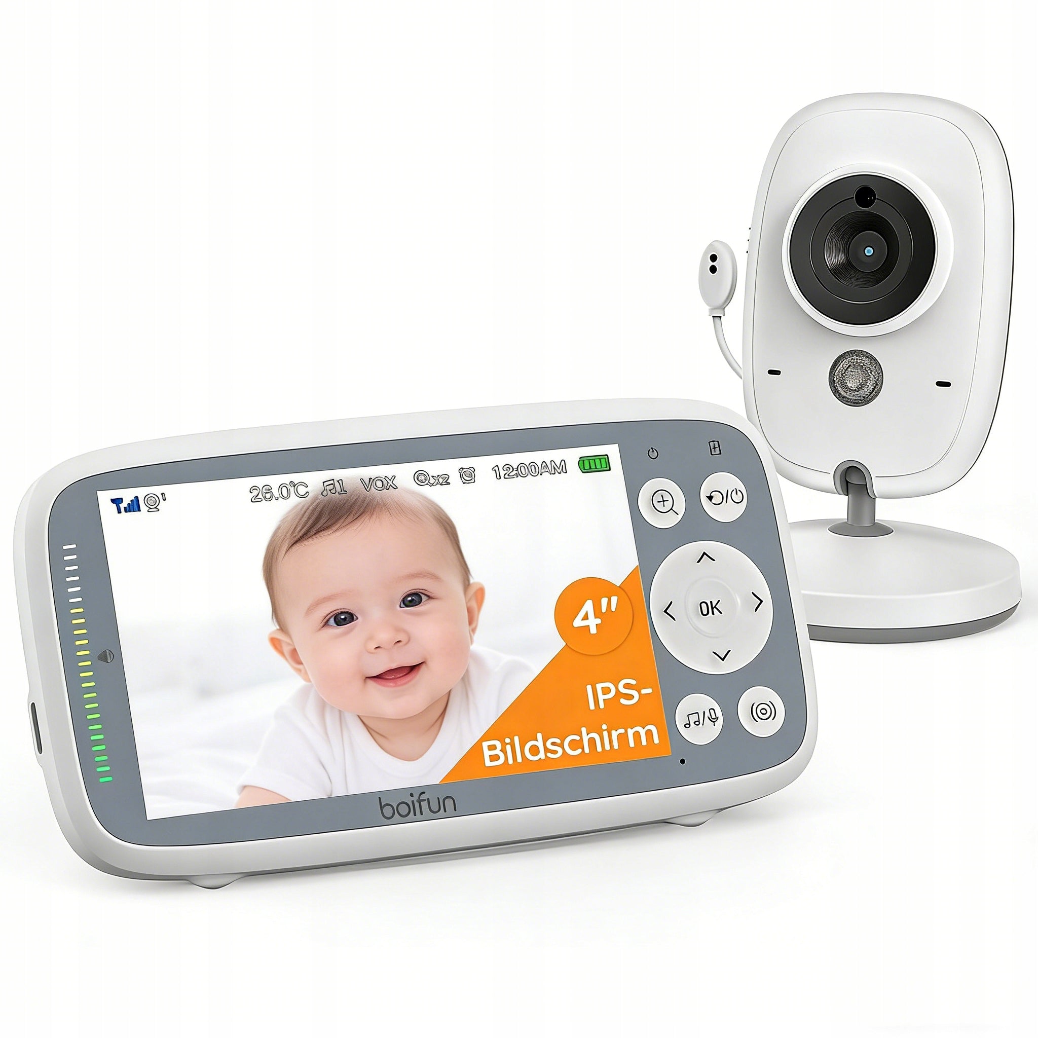 Baby monitor with camera and night vision function HD 4" LCD 1/2/3x ZOOM