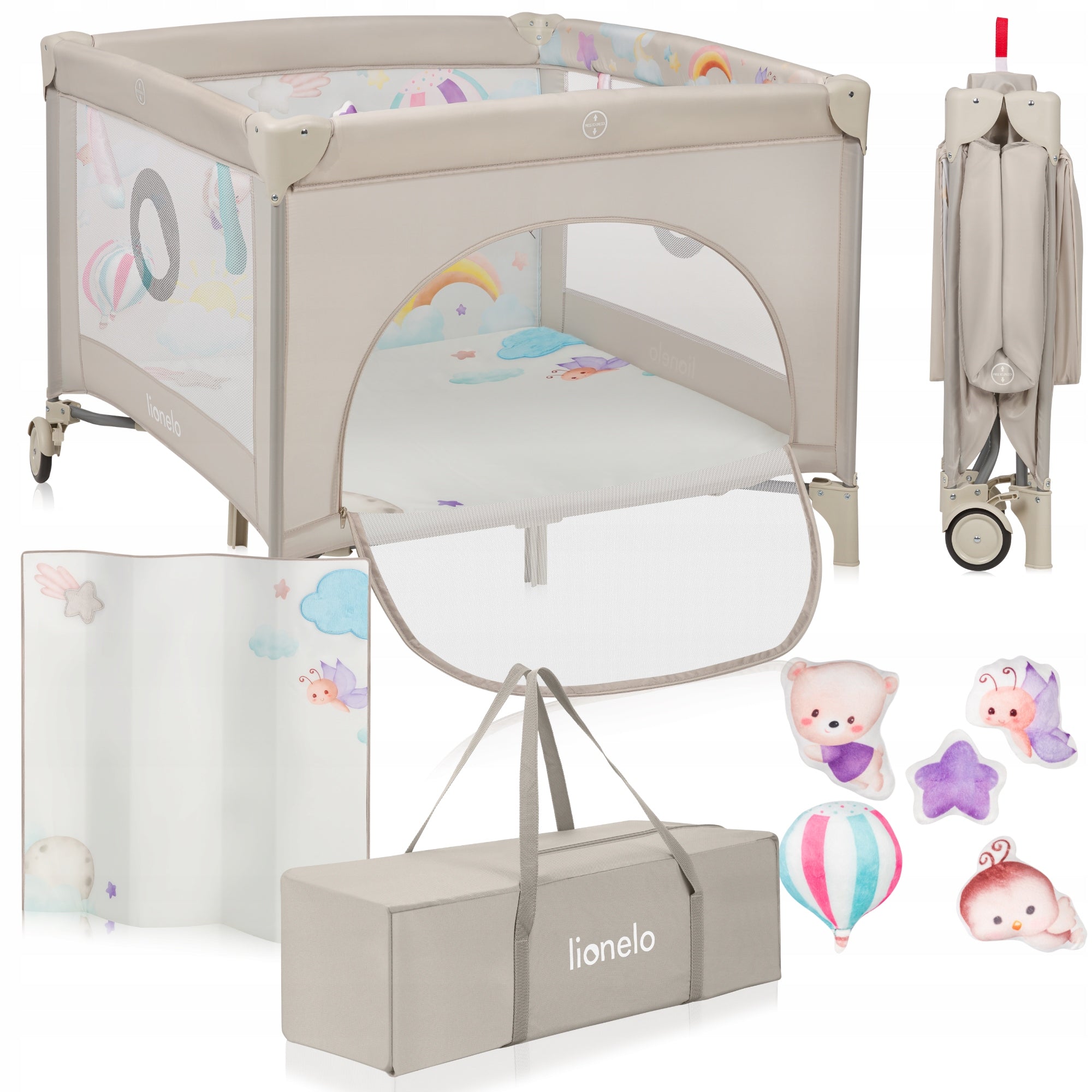 Baby playpen folding MATTRESS carry bag wheels Lionelo Mille+ Manufacturer code LO-MILLE PLUS GREY BEIGE