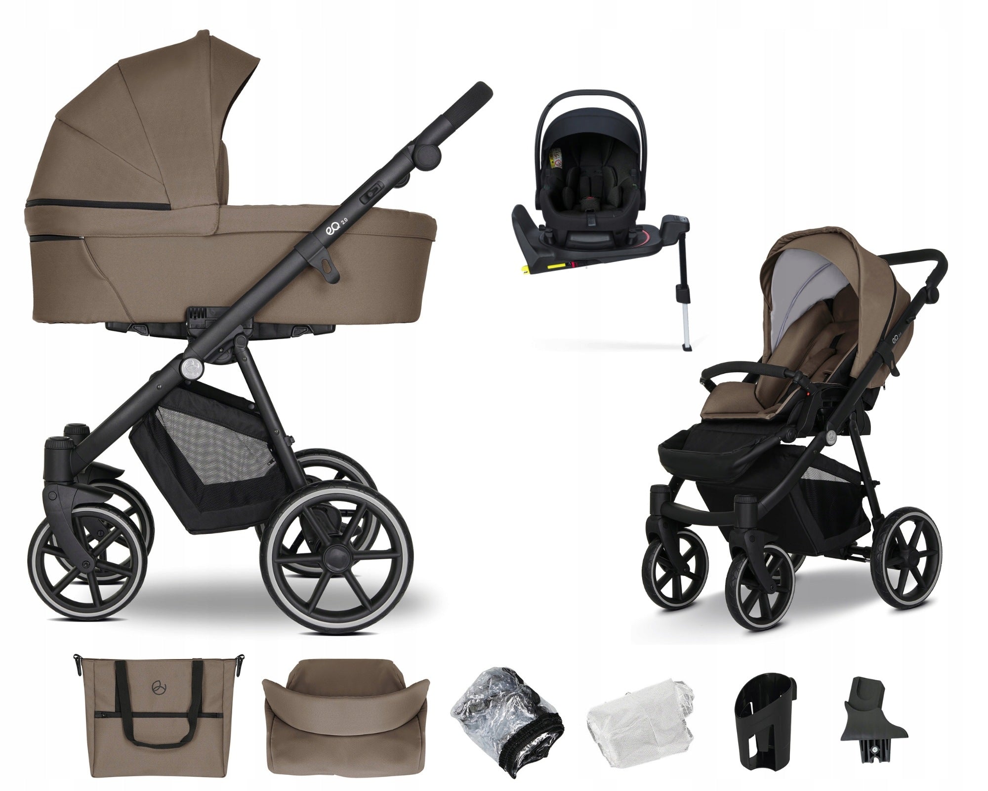Baby stroller 4in1 EMJOT EQ 2.0 multifunctional c.beige f.Cosmo rotary base