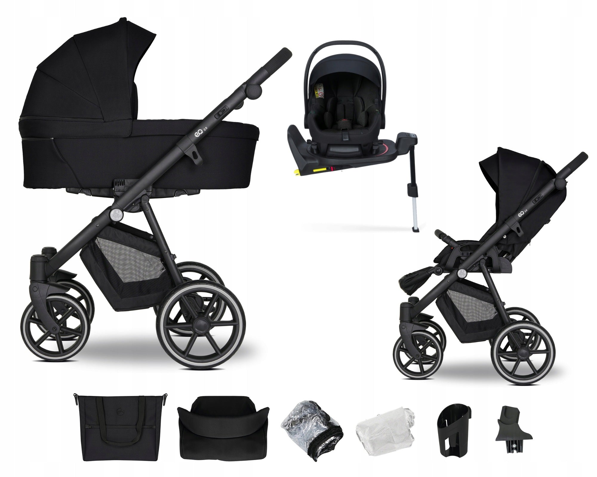 Baby stroller 4in1 EMJOT EQ2.0 multifunctional bag f Cosmo rotating base
