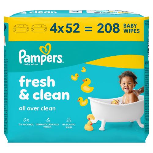 Baby wipes moistened Pampers Fresh Clean without alcohol 4 x 52 pcs