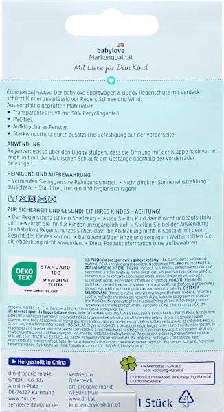 Babylove Rain Cover Stroller Buggy PEVA Ventilation 1 Pack Brand Babylove