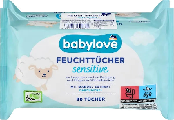 Babylove Sensitive Moisturized Wipes without Fragrance from Birth 160 pcs.