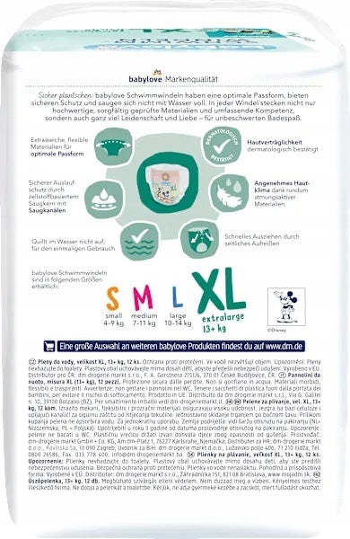 Babylove Swimming Diapers XL 13+ kg Do Not SWELL Netherlands 12 pcs. Brand Babylove