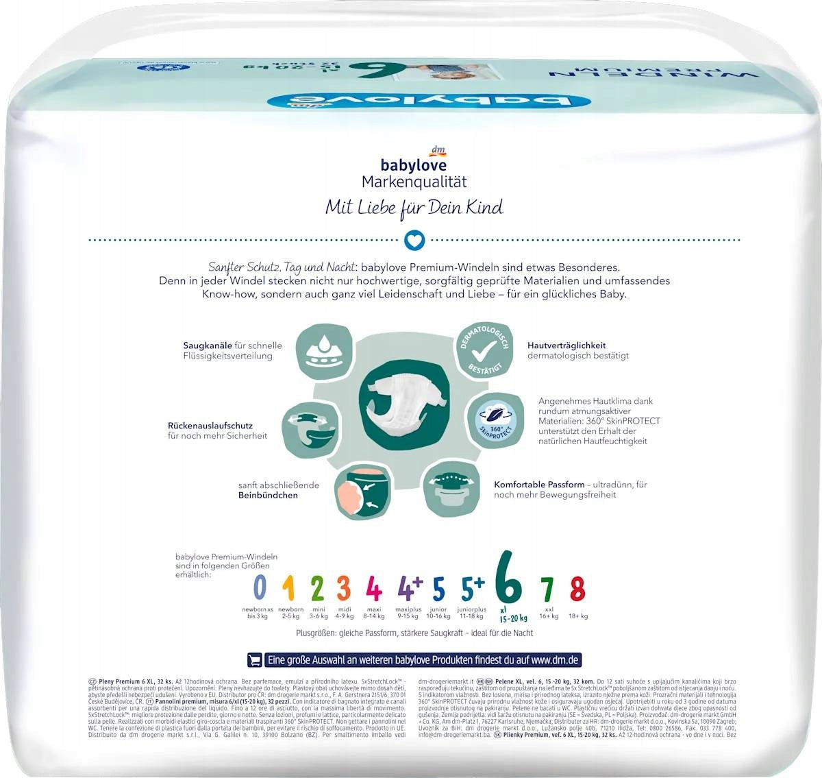 Babylove diapers PREMIUM XL size 6 15-20kg 32 pieces Packaging status original