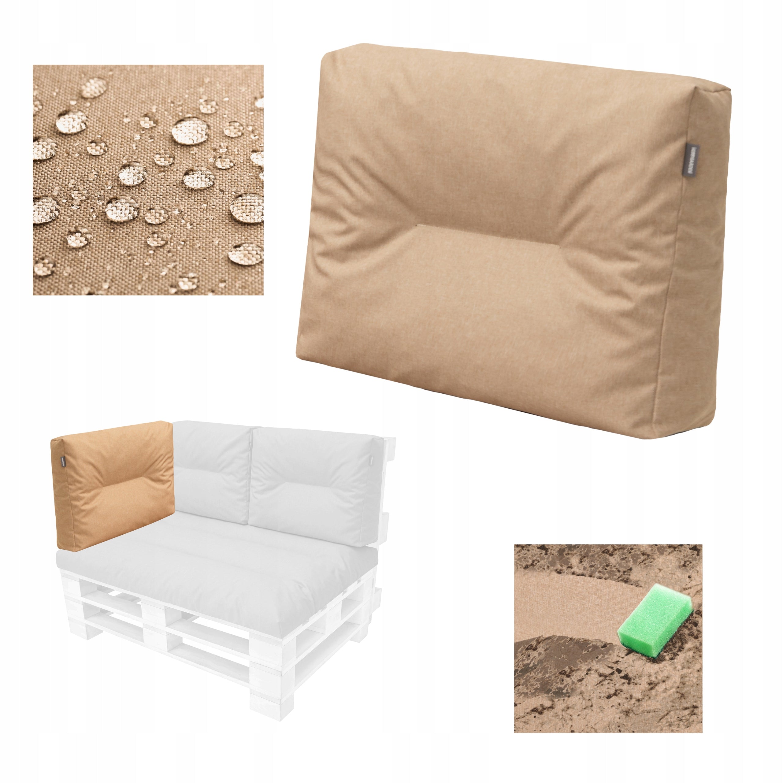 Back cushion Flora 59x45 cm, cushion for pallets waterproof, anti UV