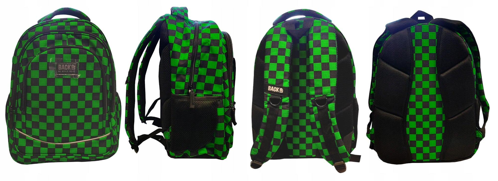 BackUp Green Chessboard DERFORM Multi-Chamber School Backpack Brand Back Up
