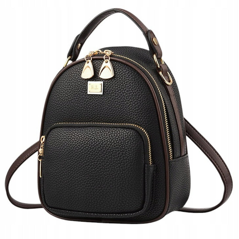 Backpack Bag 2in1 Women's Eco Leather Black Backpack Small Elegant