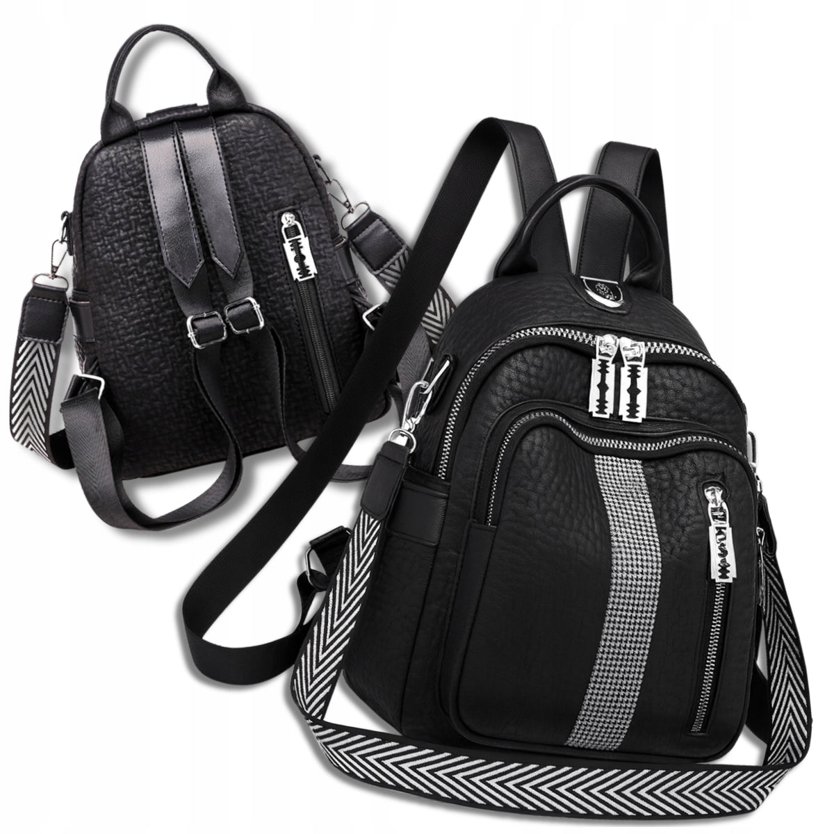 Backpack Black Waterproof Quilted Women's Spacious 2in1 Shoulder Two Straps Manufacturer code PLECAK DAMSKI ELEGANCKI STYLOWY PLECACZEK