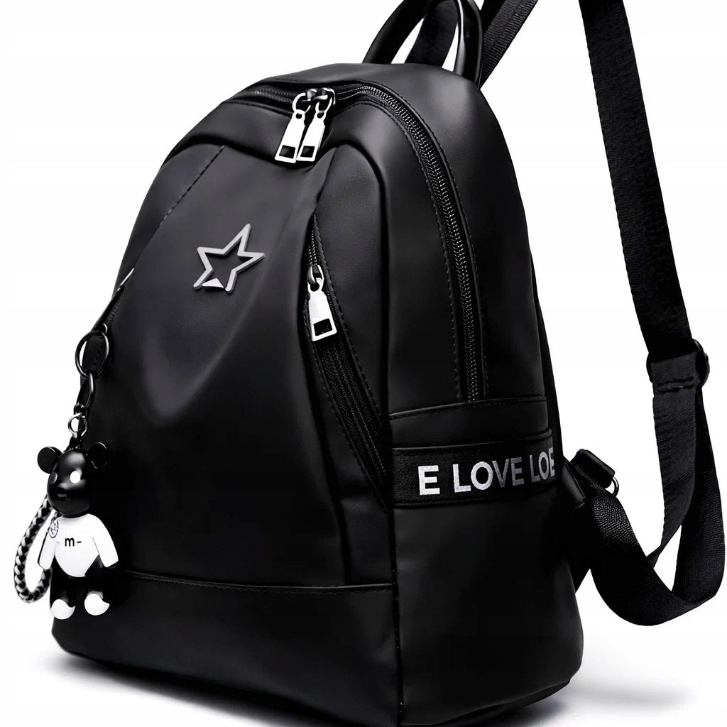 Backpack Black Waterproof School City Spacious with Zippers Women Lightweight Brand Modeus