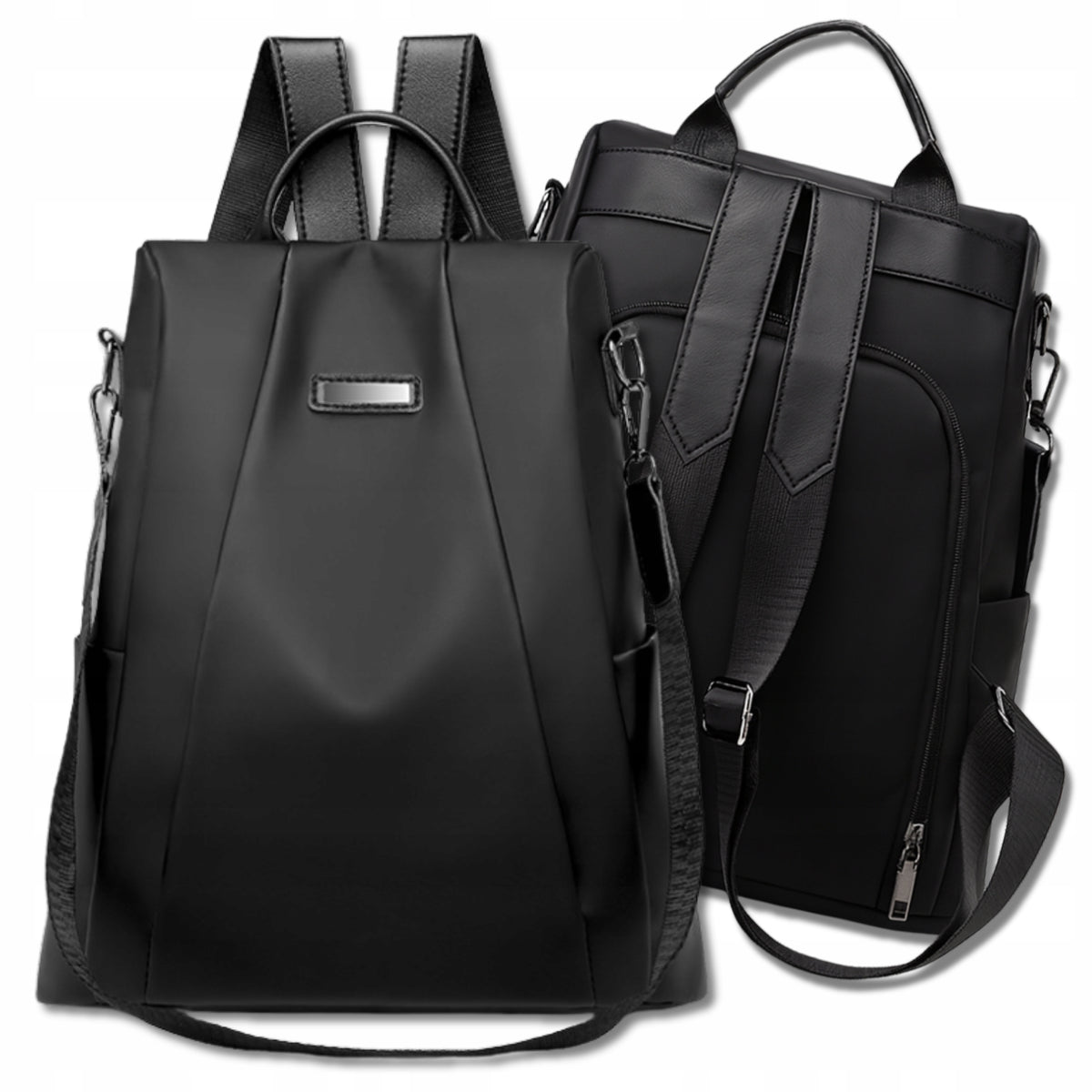 Backpack Black Women's Waterproof 2in1 City Shoulder Strap Spacious Bag Packaging status original
