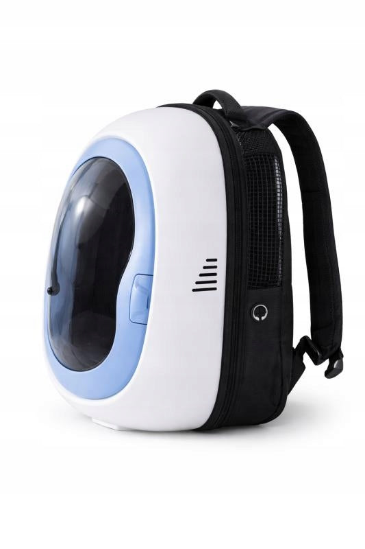 Backpack Capsule for Cat and Small Dog with Panoramic Window White Blue Packaging status original