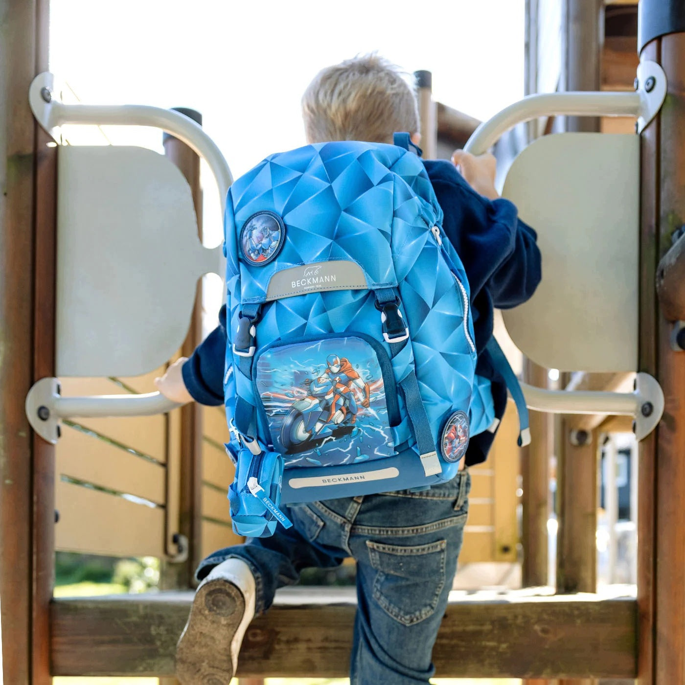 Backpack, Ergonomic School Backpack, Classic-, Blue Lightning Brand BECKMANN