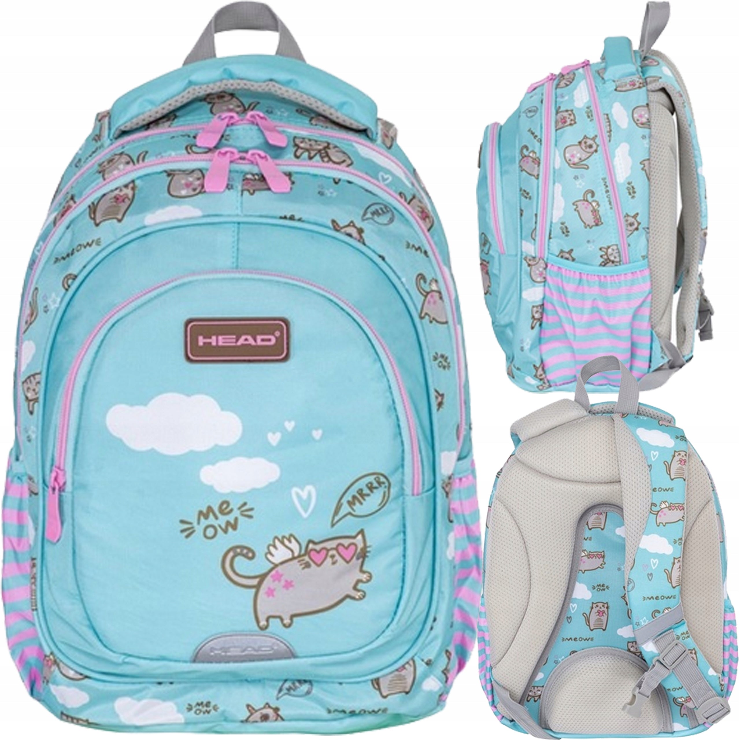 Backpack HEAD Meow AB330 20 L for girls with kittens class 1 to 3