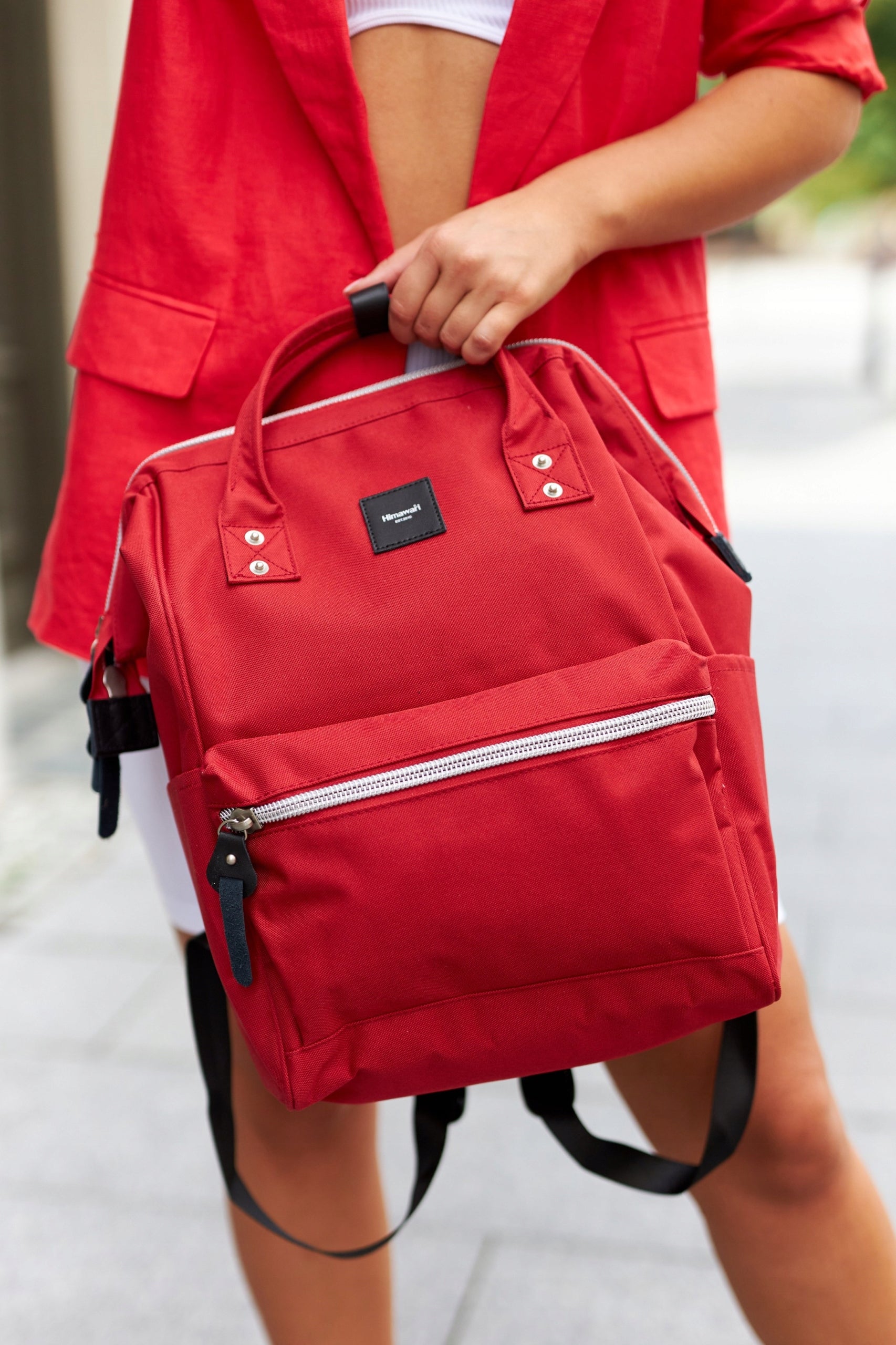 Backpack HIMAWARI Women's School Laptop 15,6 A4 USB Urban 19L Red Brand Himawari