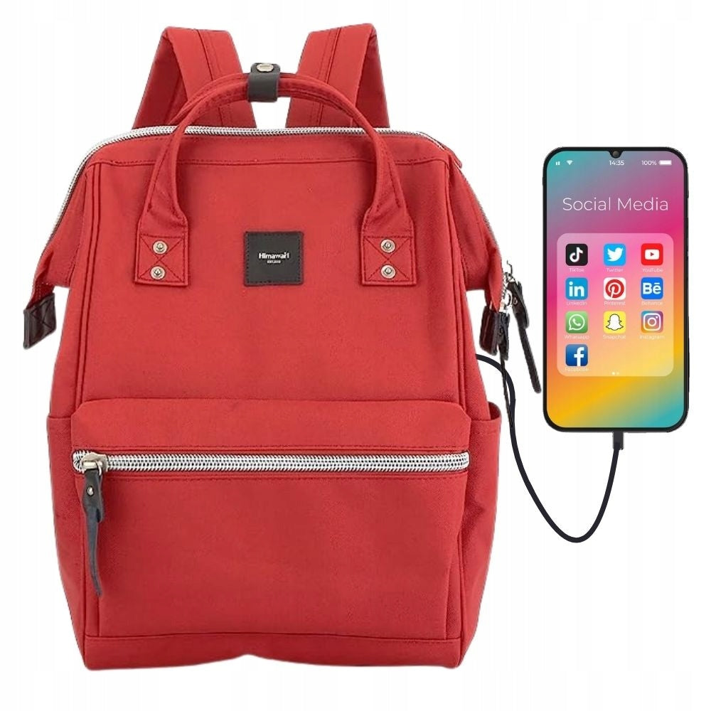 Backpack HIMAWARI Women's School Laptop 15,6 A4 USB Urban 19L Red