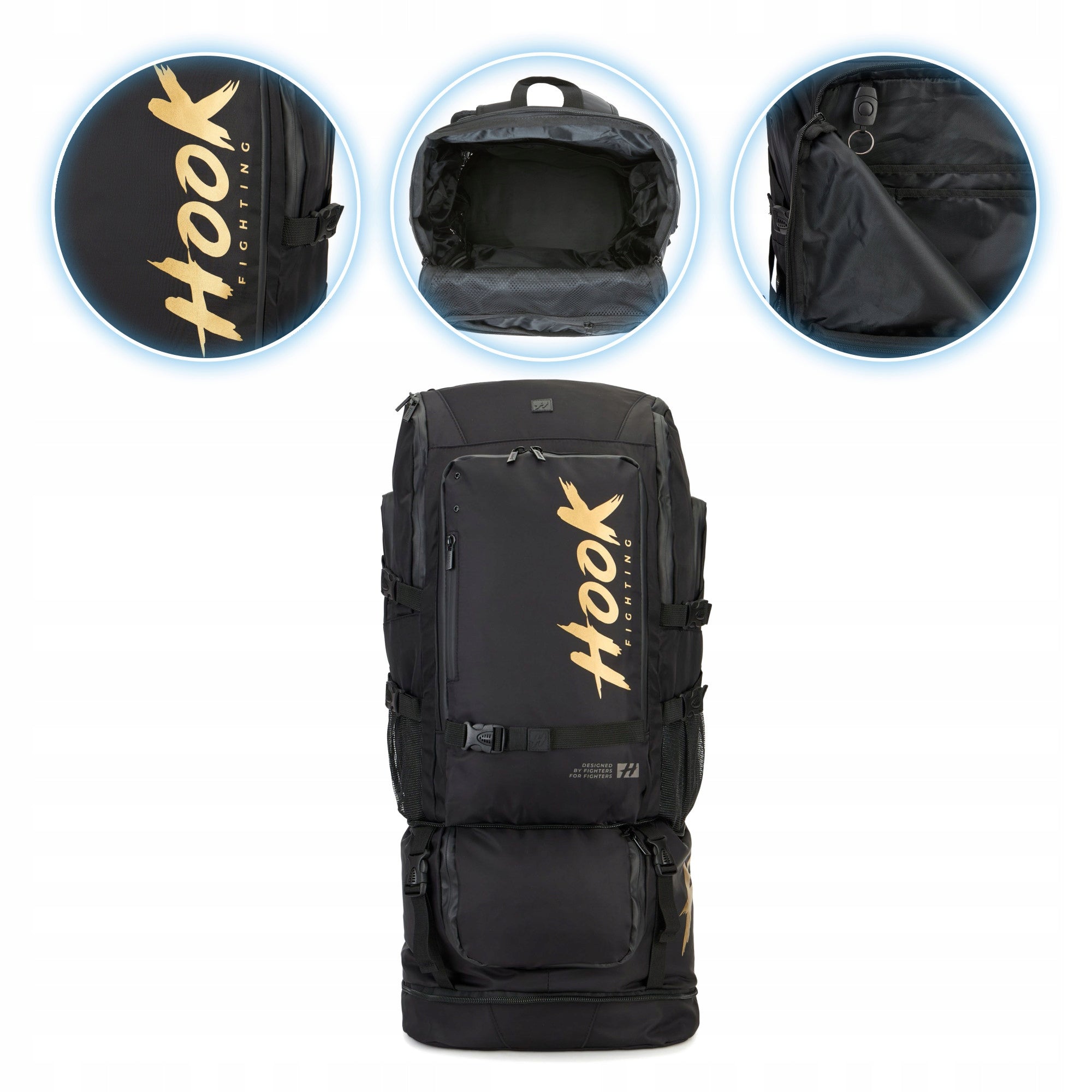 Backpack HOOK FIGHTING Competition 45/63 l black SPACIOUS SEPARATE POCKET